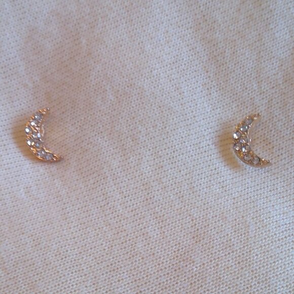 Miniature Crescent Moon Earrings - Picture 1 of 4